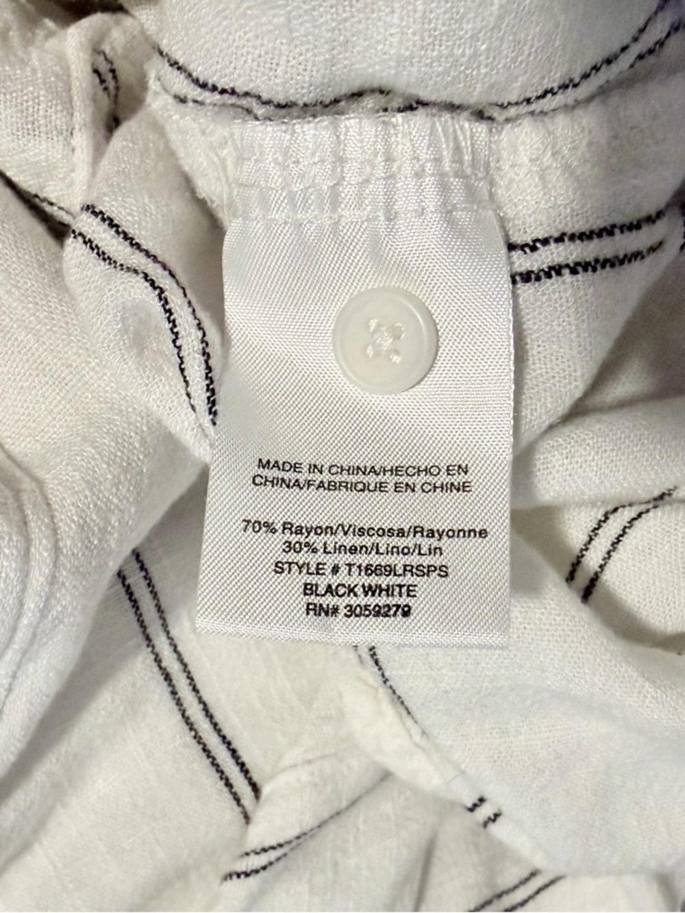 Mia & Tess White Black Striped Linen Blend Button Front Blouse Size Small - Picture 5 of 7